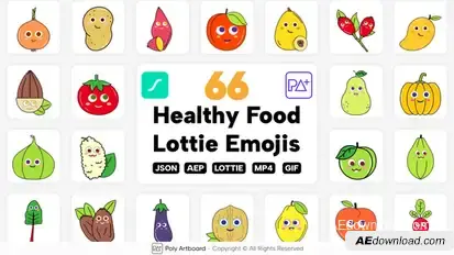 Healthy Food Lottie Emojis Product Promo template preview