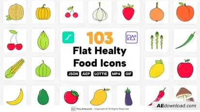 Healthy Food Lottie Icons Product Promo template preview