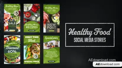 Healthy Food Social Media Stories Infographics template preview