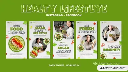 Healty Lifestlye Instagram Stories Openers template preview
