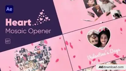 Heart Mosaic Opener For After Effects Openers template preview