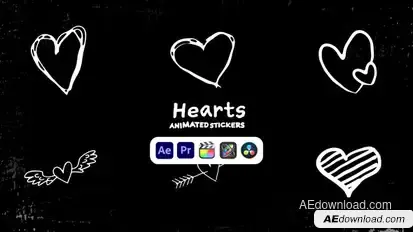 Hearts Animated Stickers Elements template preview