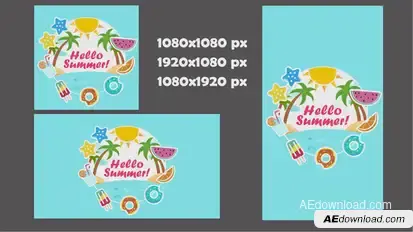 Hello Summer Intro Video Displays template preview
