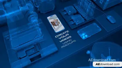 High Tech Wireframe Mockups Video Displays template preview