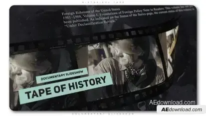 Historical Tape Documentary Slideshow Openers template preview