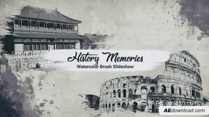 History Memories // Watercolor Brush Slideshow Openers template preview