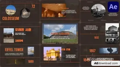 History Slideshow for After Effects Openers template preview