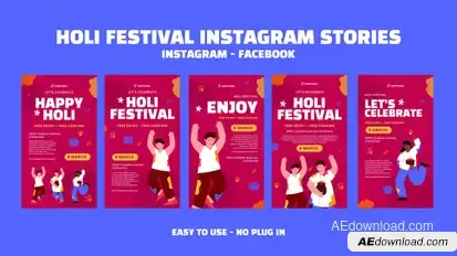 Holi Festival Instagram Stories Openers template preview
