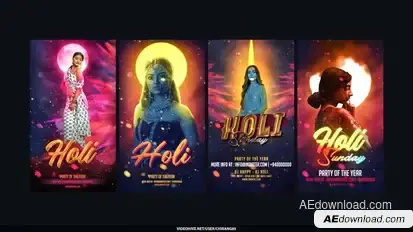 Holi Stories Video Displays template preview