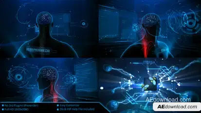 Holographic Brain Scan Logo Stings template preview