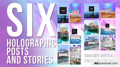 Holographic Posts and Stories Titles template preview