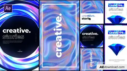 Holographic Posts and Stories Elements template preview
