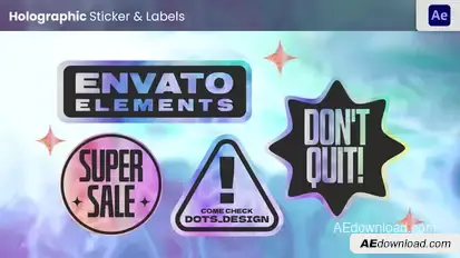 Holographic Sticker & Labels Elements template preview