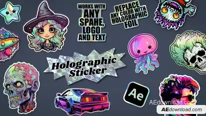 Holographic Sticker Elements template preview