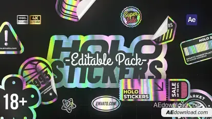 Holographic Stickers & Labels Titles template preview
