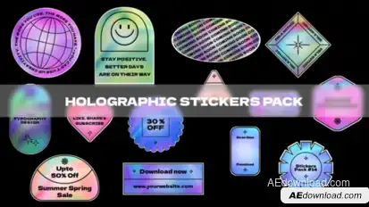 Holographic Stickers Pack Titles template preview