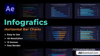 Horizontal Bar Charts Infographics template preview