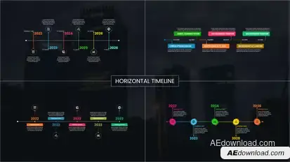 Horizontal Timeline Infographics template preview