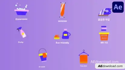 House Cleaning Icons And Titles for After Effects Titles template preview