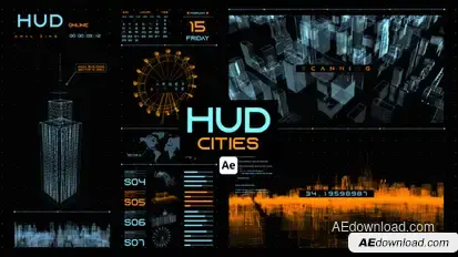 HUD Cities for After Effects Infographics template preview