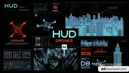 HUD Drones for After Effects Infographics template preview