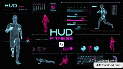 HUD Fitness for After Effects Infographics template preview