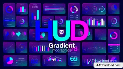 HUD Gradient Infographics Infographics template preview