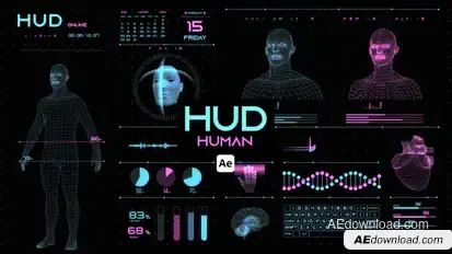 HUD Human for After Effects Infographics template preview