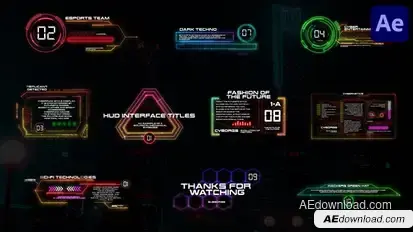 HUD Interface Titles for After Effects Titles template preview