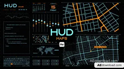 HUD Maps for After Effects Infographics template preview