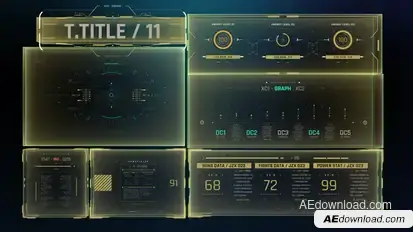 HUD Screen Interface 3D 4 Elements template preview