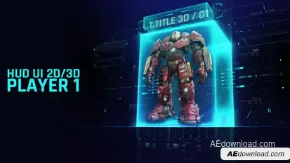 HUD UI 2d/3d Player1 Elements template preview