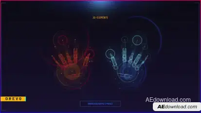 HUD UI SCREEN 2/ Hands SCAN/ Glitch Logo/ Glitch Text/ Hologram Scanner/ Touch Id/ Security/ 3D Text Elements template preview