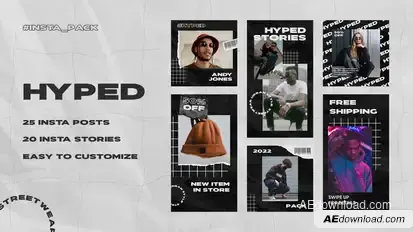 Hyped - Streetwear Instagram Posts & Stories Pack Product Promo template preview