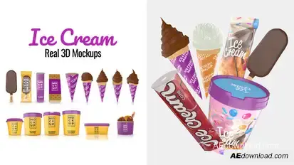 Ice Cream Real 3D Mockups Product Promo template preview