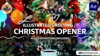 Illustrated Greeting // Christmas Opener Openers template preview