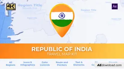 India Map - Republic of India Travel Map Video Displays template preview