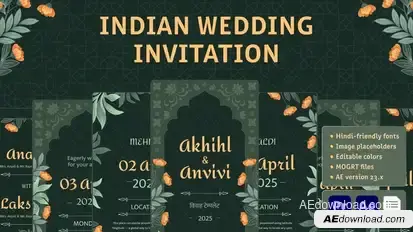 Indian Wedding Invitation Video Displays template preview