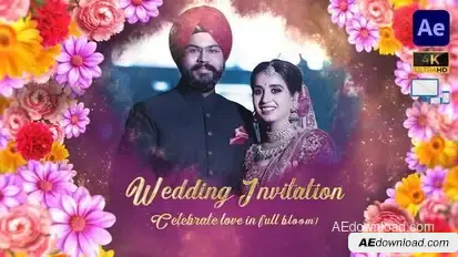 Indian Wedding Invitation Floral Slideshow Openers template preview