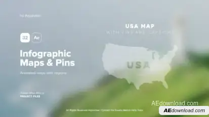 Infographic Maps with Pins Infographics template preview