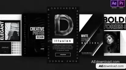 Instagram Monochrome Stories Titles template preview