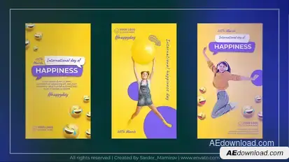 International Day of Happiness Emoji Instagram Story Elements template preview