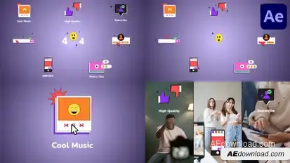 Internet Browser Interface Icons And Titles for After Effects Elements template preview