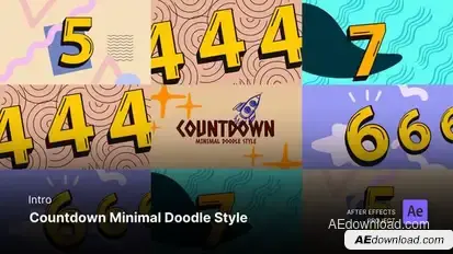 Intro/Opening - Countdown Minimal Doodle Style  After Effects Project Files Openers template preview