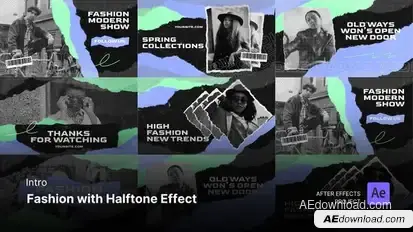 Intro/Opening - Fashion with Halftone Effect After Effects Project Files Openers template preview