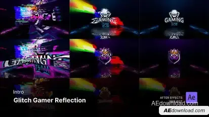 Intro/Opening - Glitch Gamer Reflection Logo Reveal After Effects Project Files Logo Stings template preview