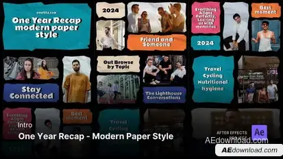 Intro/Opening - One Year Recap Modern Paper Style After Effects Project Files Openers template preview
