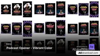 Intro/Opening - Podcast Opener Vibrant Color After Effects Project Files Openers template preview