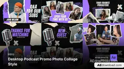 Intro/Opening - Podcast Promo Photo Collage Style After Effects Project Files Product Promo template preview