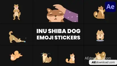 Inu Shiba Dog Emoji Stikers for After Effects Elements template preview